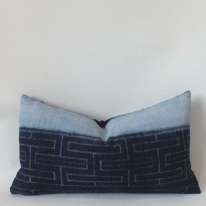 Hmong Pillow Hand Woven Hemp  Ethnic Textile indigo navy blue batik bolster cushion sofa cushions throw pillows