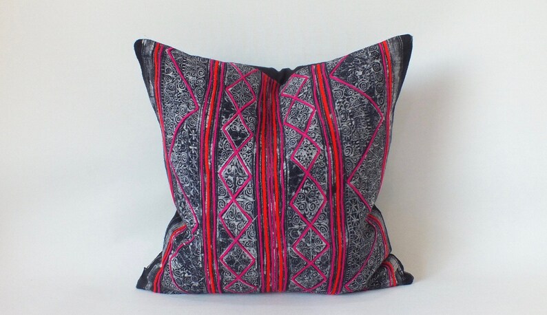 Decorative Pillow cover case Hemp Batik Fabric Vintage cushion cover Hand woven textiles Ethnic Scatter Square cushions throw pillows Kilim image 1