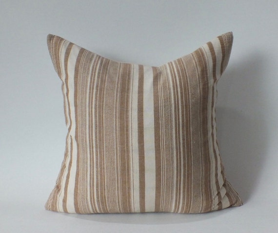 Khaki and White Striped Sofa Pillow Cover Fabric Decorative Cushion Throw Pillows Home Decor Ottoman Round Foot Stool Cushions Beanbags Etsy UK