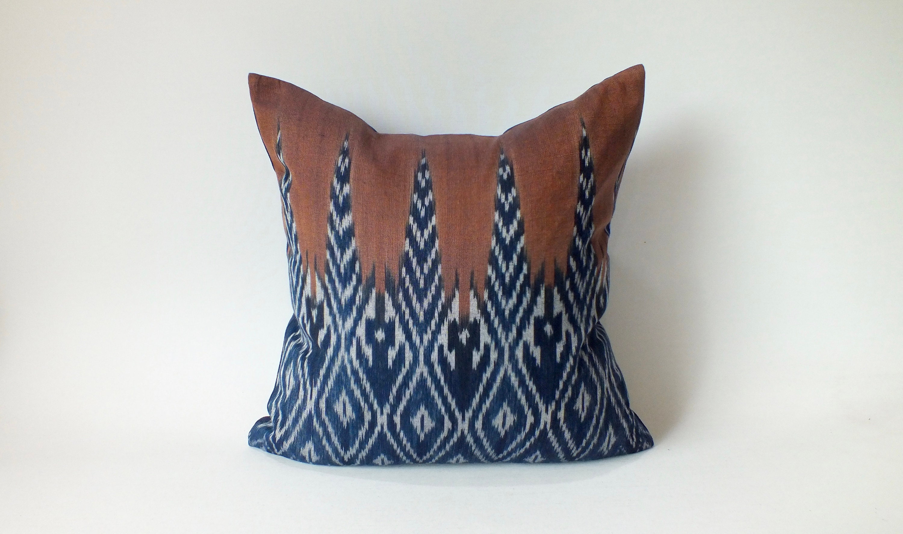 Brown and Blue Throw Sofa Pillow Cover Frazada Batik Etsy UK