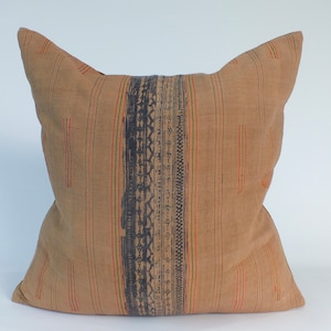 Brown Old Hemp Fabric  Pillow-Cover  decorative cushions Hmong recycled  Fabric cushion-cover Throw Pillows  Boho sofa-cushions
