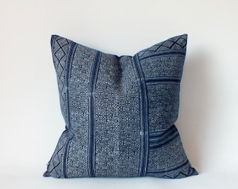 Blue Mud cloth Pillow Cover Batik Indigo Navy Blue Throw Cushion with Zipper Living Room Sofa bed decorative  Pillow Cases Home decor