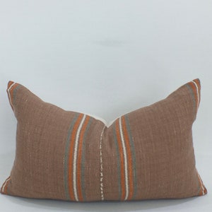 Brown and Cream sofa accent  Pillow case Hand-Woven decorative ethnic accent  Tribal Textile throw cushion cover  Hmong textiles Home decor