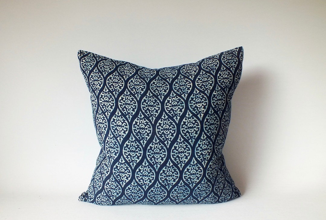 Blue Mud Cloth Pillow Cover Batik Throw Indigo Cushion Cover Etsy