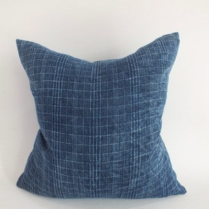Blaues Kissen Indigo Block Print Hmong Kissenbezug Handmade Batik Stoffkissen Dekorative Kissen ethnischer Stoff