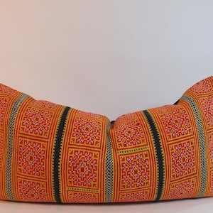 Cojines Hmong de 40 x 81 cm, funda de almohada, funda de cojín de cáñamo vintage, tela de cáñamo tejida a mano, cojines dispersos, cojines para sofá y almohadas de cama.