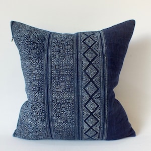 Indigo Batik Kudde Boho Prydnadskudde Dekorativa Soffkuddar Heminredning