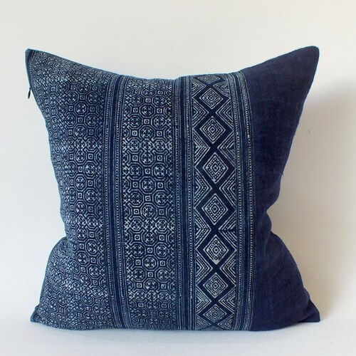 Indigo Batik Blue Hmong Pillow Cover Cushion Ethnic Textile Etsy