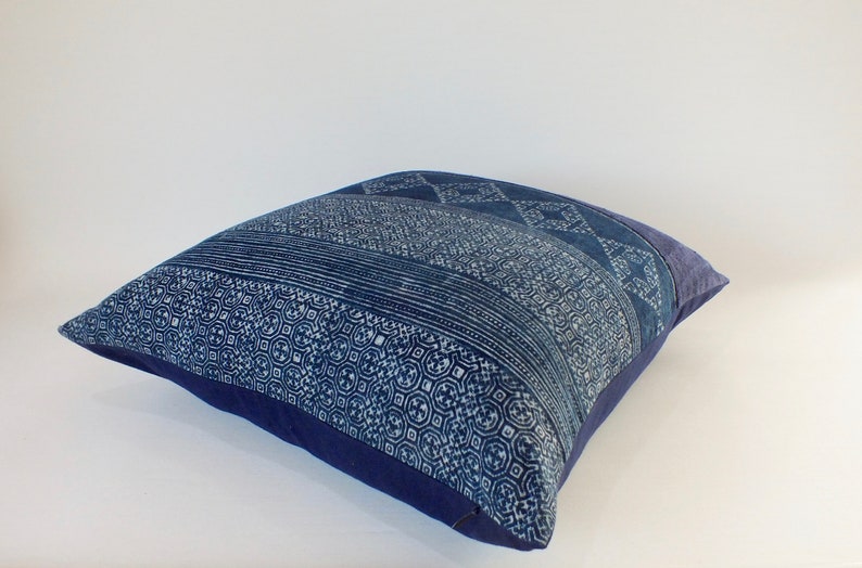 Hmong Pillow blue Cushion cover Vintage Indigo Handprinted Etsy
