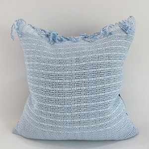 Blue and white Decorative Pillow case Handwoven sofa throw pillow cover Frazada cushion pastel Colours  Accent pillows Tribal woven textile