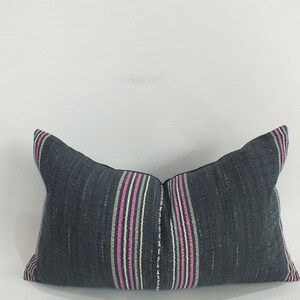 Black and Grey  sofa  Pillow case Hand Woven decorative ethnic Frazada accent  Tribal Textile throw cushion-cover  Karen-textiles Home decor