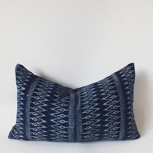 Vintage Style Hmong Pillow case  Hand printed  Ethnic decorative throw pillow cover Textile indigo Navy blue batik accent tribal Fabrics