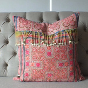 Bohemian Vintage Hmong textiles ethnic Indigo Batik Cushion cover tribal Hand Woven Accent decorative Throw pillows Home decor floor pillow