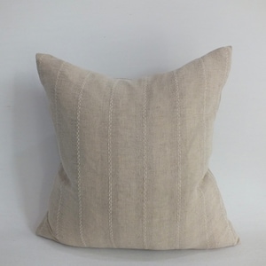 Beige Cream Striped Woven Hemp and Linen Sofa Pillow Cushion-Cover Decorative Throw Pillows case living room bedroom pillowslip living room