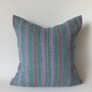 Pink Green Black  Sofa pillow case Hand woven Ethnic Accent throw pillow cover Frazada bed cushion pastel Colour decorative Tribal  textile