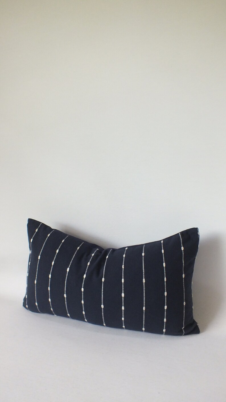 Dark Navy Blue White Striped Pillow case Sashimi Hand Woven Etsy