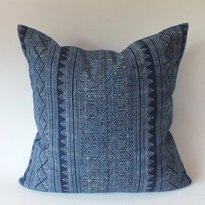 Indigo blokprint Hmong kussensloop handgemaakte kussens batik katoenstof, kussenhoes, decoratief kussen kussens, etnische kussens