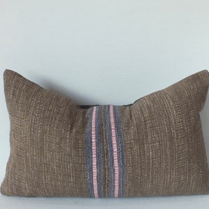 Brown  Cushion decorative Neutral Tribal  Hand Woven Hmong Lumbar Pillow Cover Handloom textiles Home decor Throw Pillows