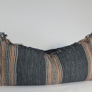 Funda de almohada decorativa de color marrón oscuro, funda de cojín, funda de almohada de tela tejida a mano, estilo bohemio de granja