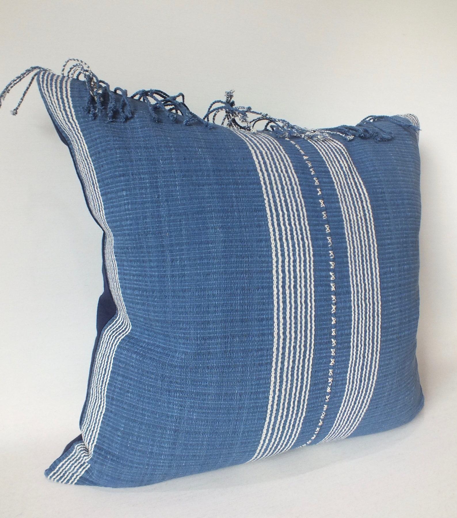 Blue and White Pillow Handwoven Throw Accent Pillow Cover Etsy