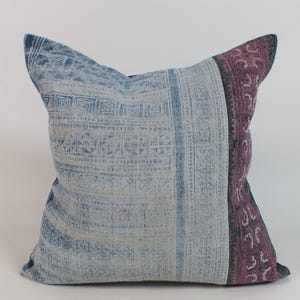 Decorative  Light  blue Batik Indigo  Cushion cover  Vintage Hmong textiles  living-room bed-room sofa pillows home decor Mudcolth