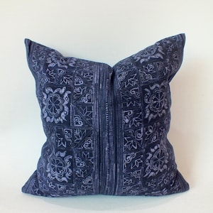 Vintage Blue Purple Batik Pillow case Hand- painted Hmong Ethnic Textile throw pillows  Indigo  Frazada cushion-cover pillowslip
