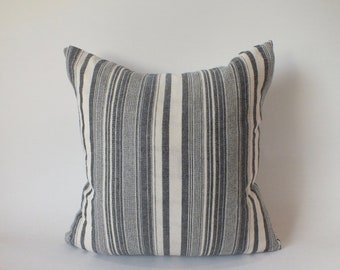 Kussens woonkamer Sofa-kussens handgeweven Hmong katoenen kussensloop: grijs wit gestreept sierkussen
