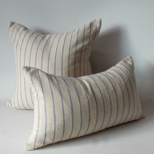White and Blue Striped Sofa Pillow case  Sashimi Hand Woven Cushion Cover Accent  Decorative Throw Pillows ethnic textiles ottoman beanbags