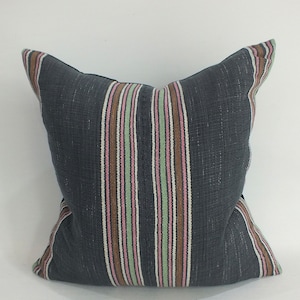 Black stripped  pillow 20x20 case Hand woven  Ethnic Accent throw pillow cover Frazada Sofa cushion pastel Colour decorative Tribal  textile