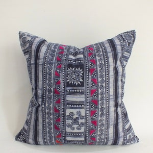 Hmong Batik cushion cover  Hemp pillows Vintage Hand woven Decorative Throw Pillows Scatter Accent cushions Home decor Housewarming gift