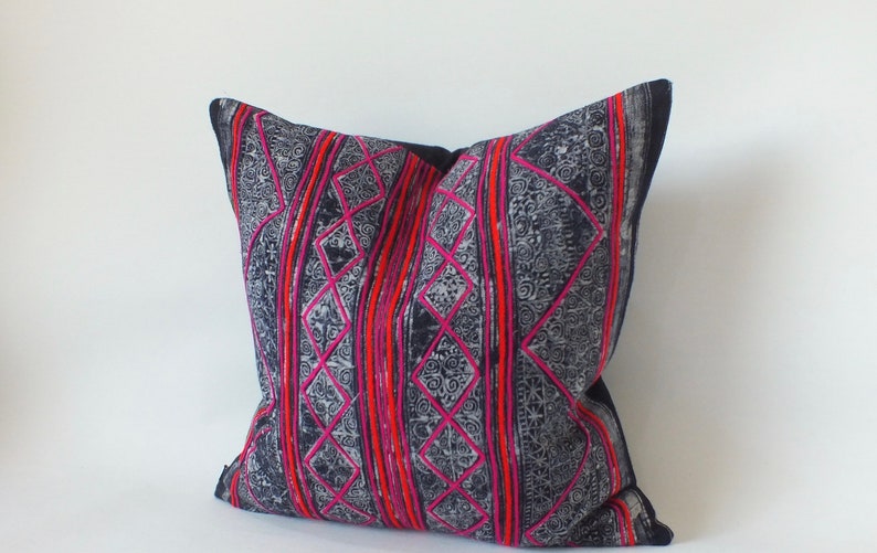 Decorative Pillow cover case Hemp Batik Fabric Vintage cushion cover Hand woven textiles Ethnic Scatter Square cushions throw pillows Kilim image 2