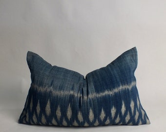 Blue Grey  Throw Pillow cover Sofa bed-Cushion Frazada  decorative Tribal Hand woven Textiles Hmong  boho textiles Home decor living room