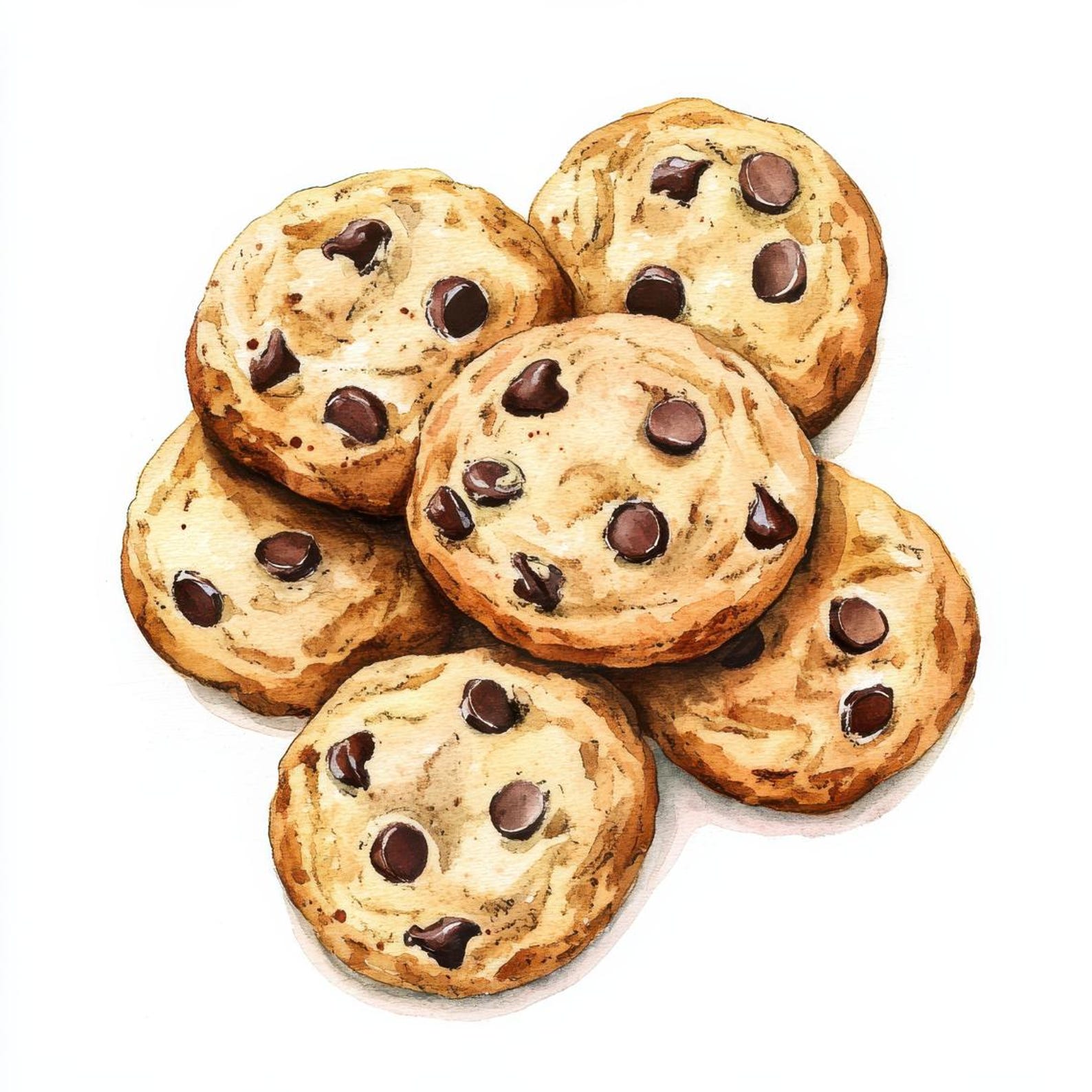 Watercolor Cookies Clipart Bundle, Chocolate Chip Cookie, Cookies ...