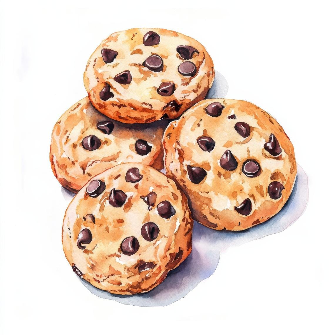 Watercolor Cookies Clipart Bundle, Chocolate Chip Cookie, Cookies ...