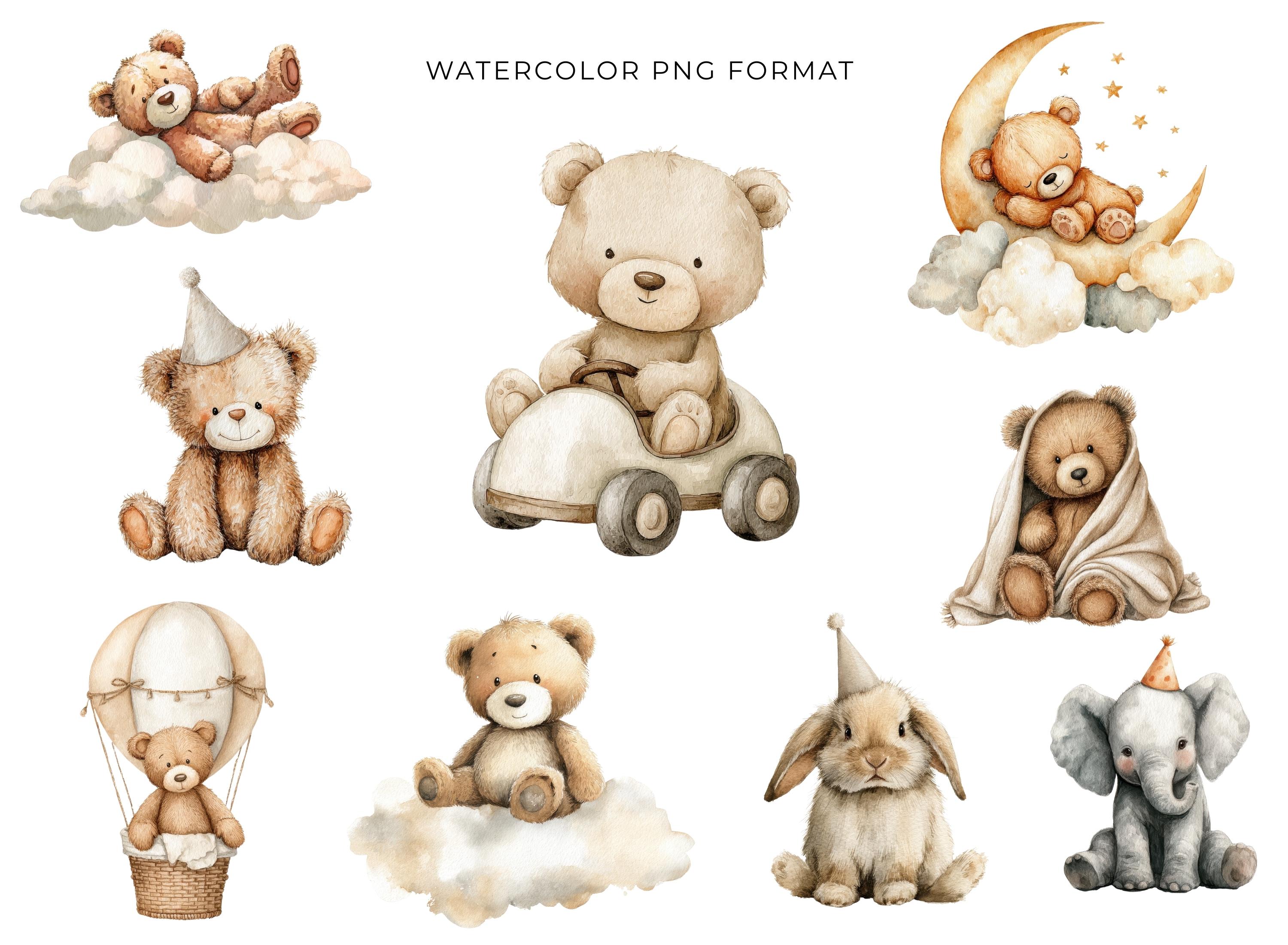 Neutral Baby Shower Clipart Bundle, Watercolor Baby Shower PNG, Boho ...
