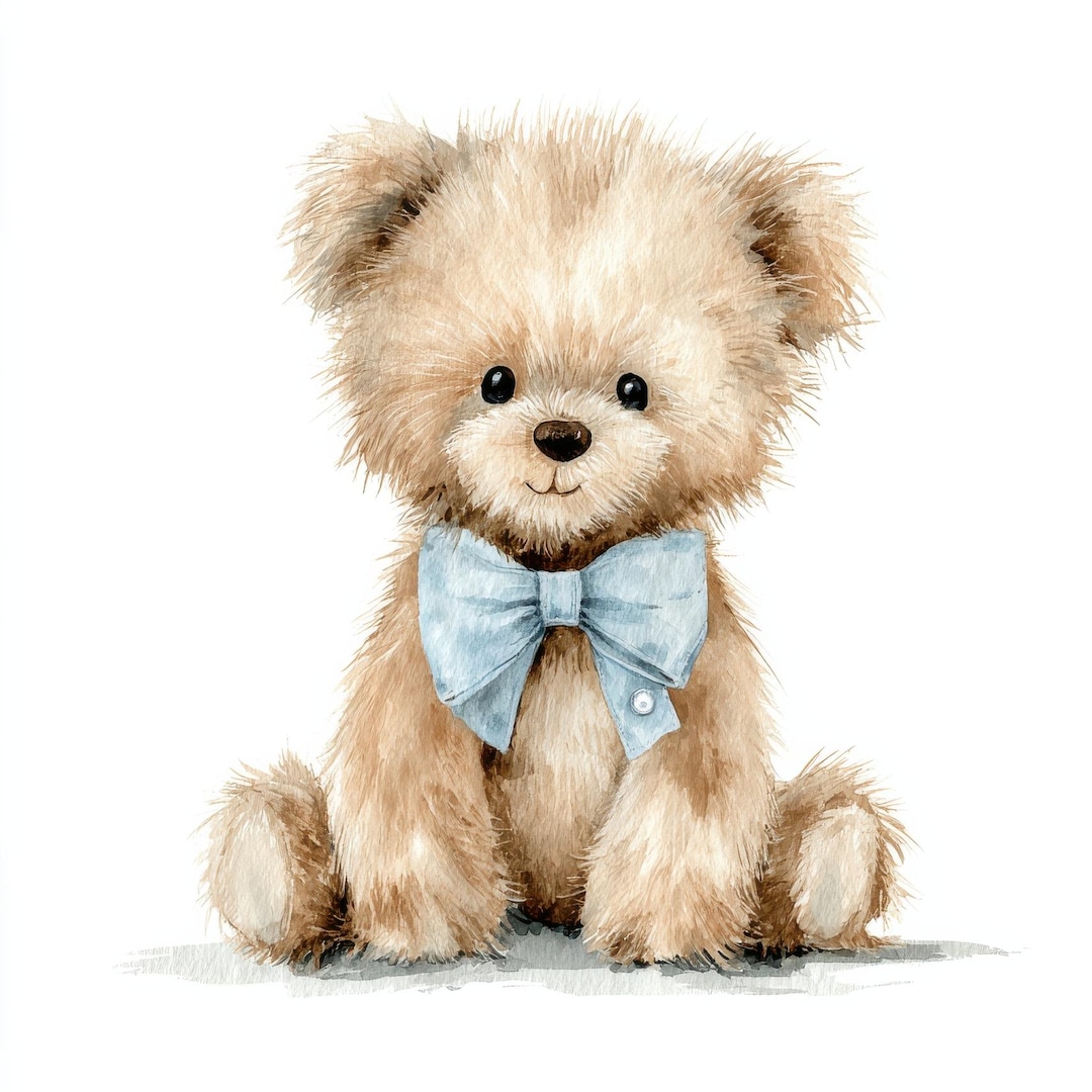 22 Nursery Teddy Bear Watercolor Clipart, Baby Shower, Nursery Wall Art ...
