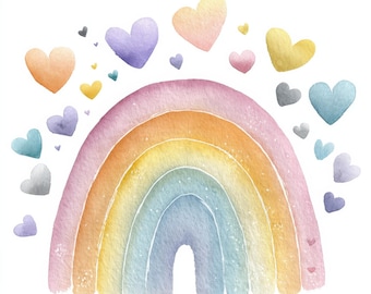 15 Pastel Rainbow Clipart, Rainbow Cliparts JPGs, Watercolor Nursery Rainbow, Boho Kids Rainbow Clip art, PaperCraft, Junk Journal