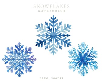 20 aquarel sneeuwvlok clipart, winter ambachtelijke graphics, sneeuwvlok clipart jpg's, winter sneeuwvlok illustraties