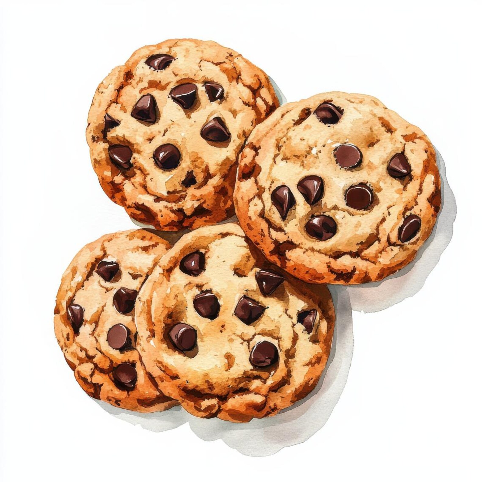 Watercolor Cookies Clipart Bundle, Chocolate Chip Cookie, Cookies ...