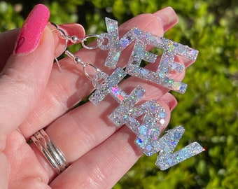 Yee Haw glitter resin earrings  Rodeo earring  handcrafted  handmade jewelry
