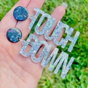 Touch Down Game Day Earrings, High School College Football Team Name Earrings, Spirit Wear Gear - handmade jewelry