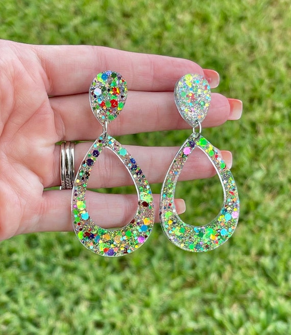 Teardrop Resin Earrings Handcrafted Multiple Colors Handmade