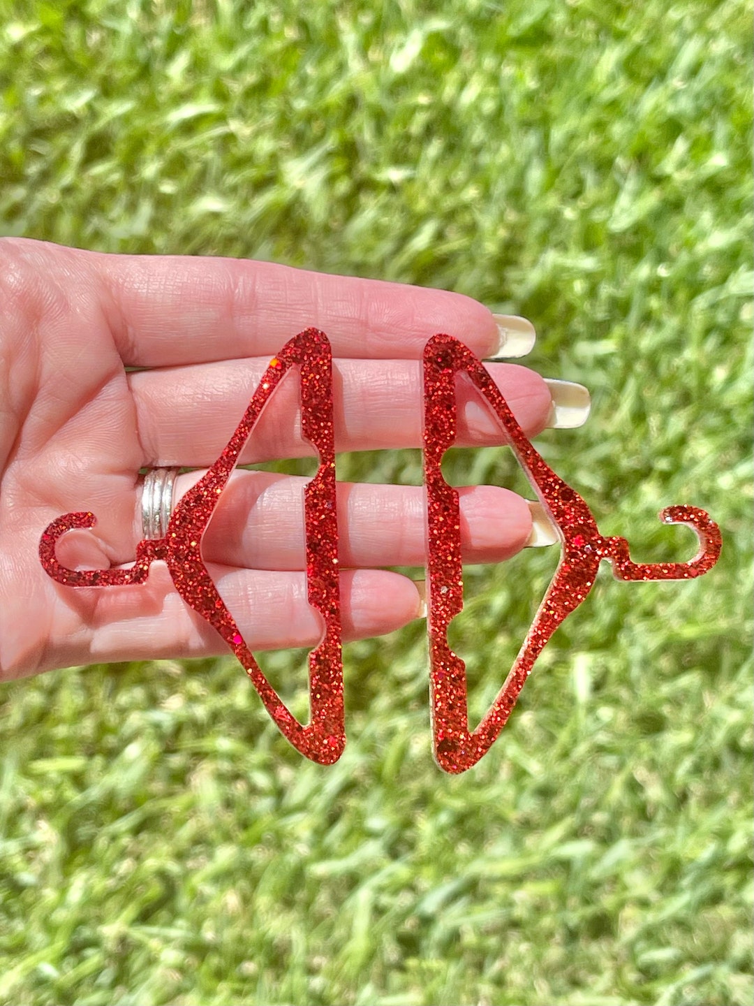Red Glitter Coat Hanger Earrings Handmade Jewelry Roe V Wade Jewelry Etsy