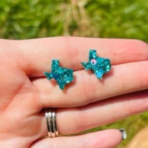 Texas glitter stud earrings - resin earrings - handcrafted - handmade jewelry