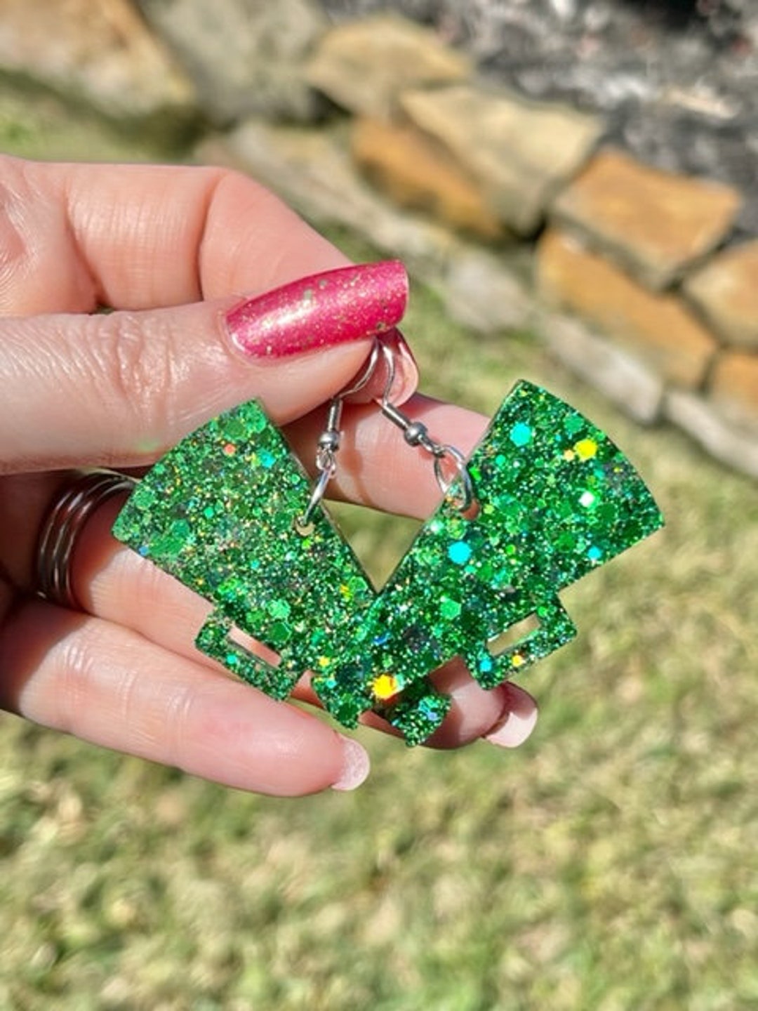 Cheer Megaphone Resin Earrings Handcrafted Custom Colors Available