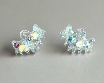 Sparkly Resin Ghost Stud Earrings - Halloween earring - Add a Touch of Whimsy to Your Style!  Handmade jewelry