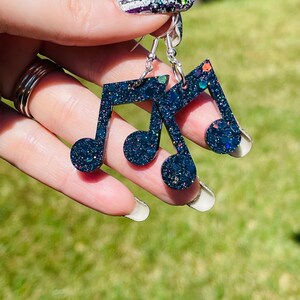 Music notes resin earrings  handcrafted  custom colors available  handmade jewelry