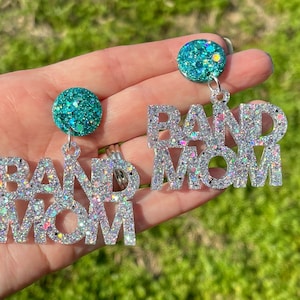 Band mom glitter resin earrings - choose your colors - handmade jewelry