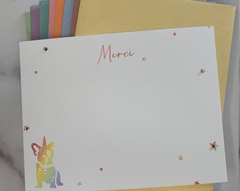 French Bulldog Unicorn Thank You Cards - Embellished - Set of 8