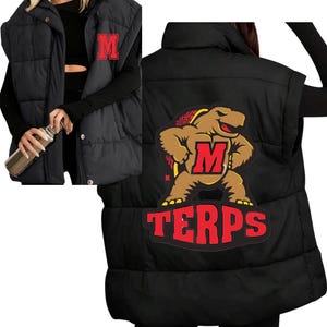 Custom College Gameday Oversized Puffer Vest (optional embroidered custom patch)